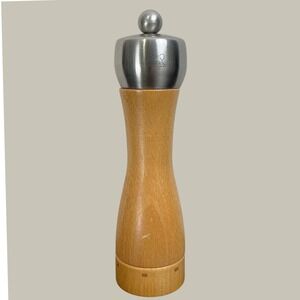 Peugeot Fidji 8 Inch Salt Mill Grinder Natural Beechwood Stainless Steel France